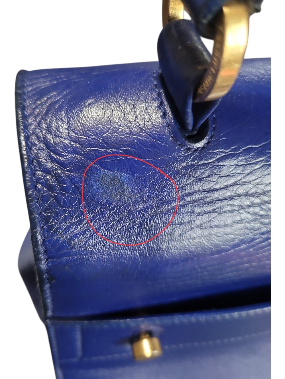 Saint Laurent Paris Blue Granulated Calf Leather New Muse 2 Bag - Picture 9 of 12